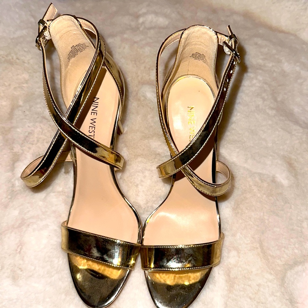 Gold Metallic Heel Sandals